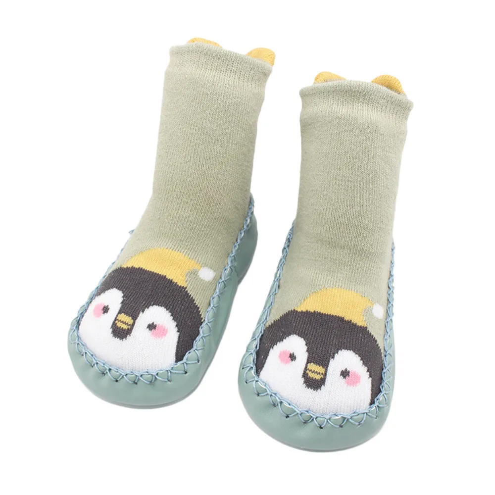 В году, осенне-зимние хлопковые носки с рисунками животных для новорожденных мальчиков и девочек носки-тапочки противоскользящие носки для малышей в году, год - Цвет: Green