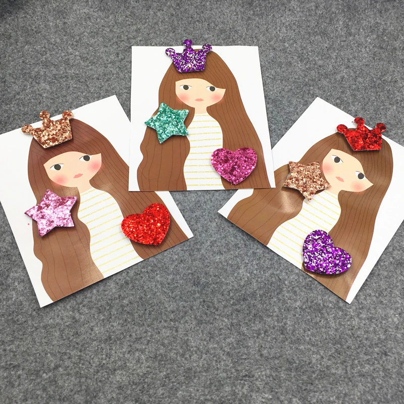 

2019 three-piece children's hair accessories cute set bangs stickers baby hair accessories high quality crown no trace magic sti