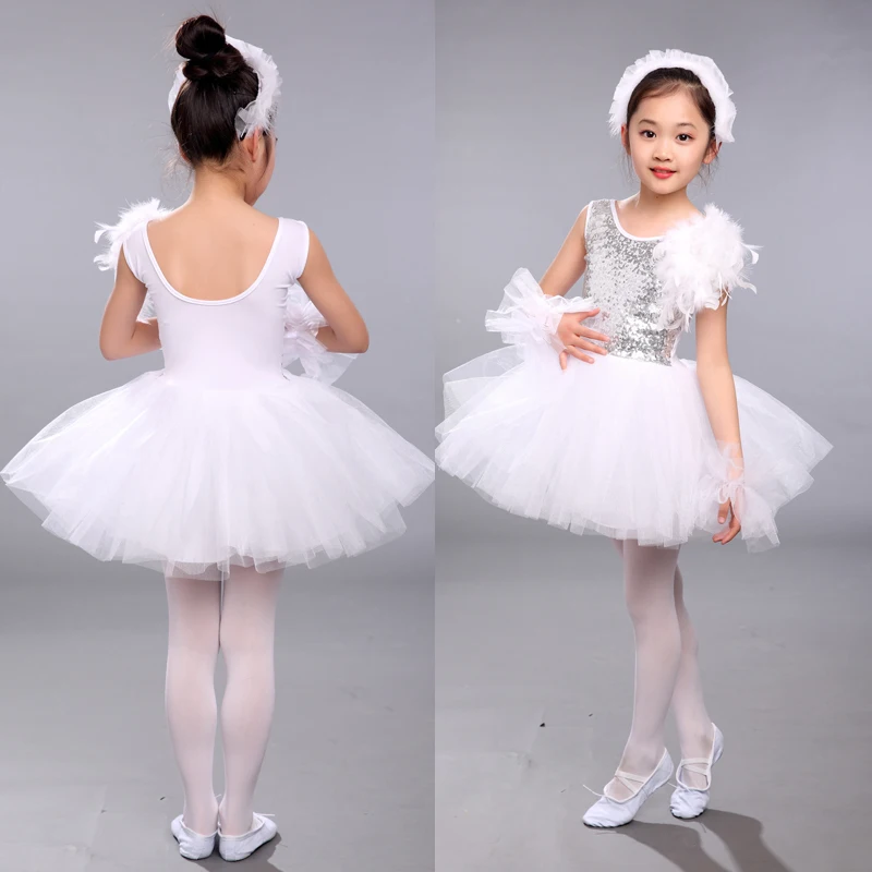 Детские балетные костюмы с блестками, белое Лебединое озеро, профессиональное балетное платье-пачка, сценическое классическое балетное танцевальное платье для девочек
