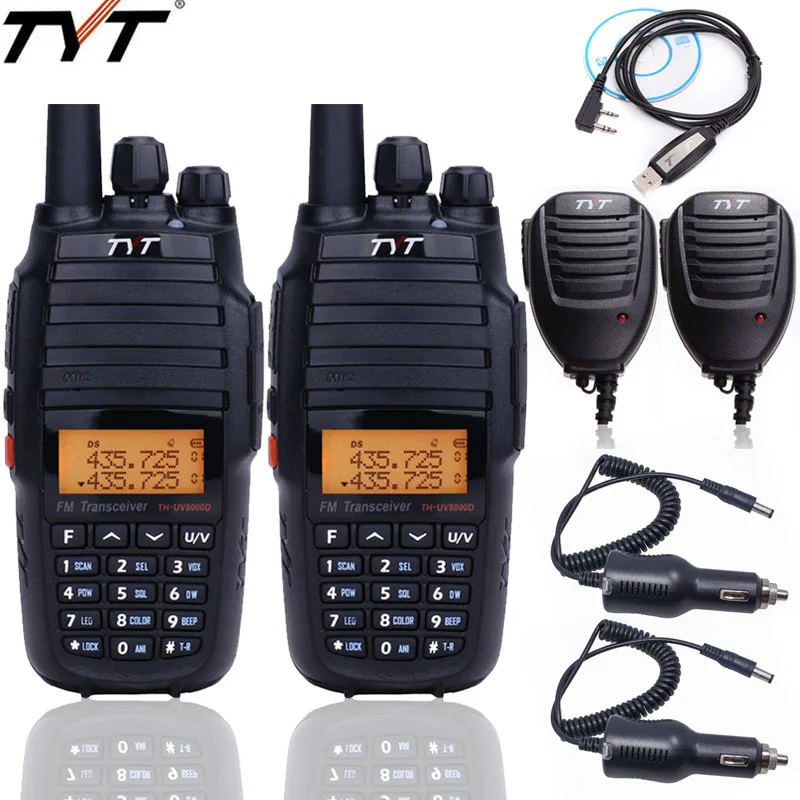 2 шт. TYT TH-UV8000D рация 10 Вт Высокая мощность двухдиапазонный VHF UHF 10 км Comunicador кросс-диапазон повторителя 3600 мАч батарея Ham радио - Цвет: as photo show 2