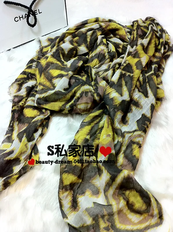 Elegant brown leopard print thin long scarfprinted cotton fabric uk