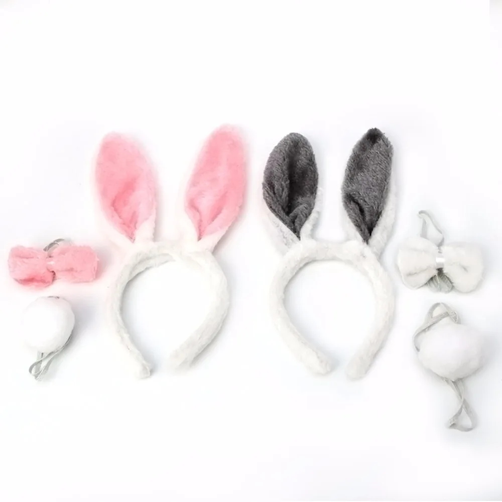 Black Plush Sequin Bunny Ears Headband ~ HALLOWEEN EASTER RABBIT COSTUME PARTY