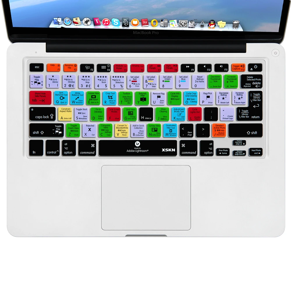 Чехол для клавиатуры с дизайном в стиле «лайтрум» XSKN бренд LR ярлыки силиконовая клавиатура для Macbook 13 15 1", версия для США и ЕС