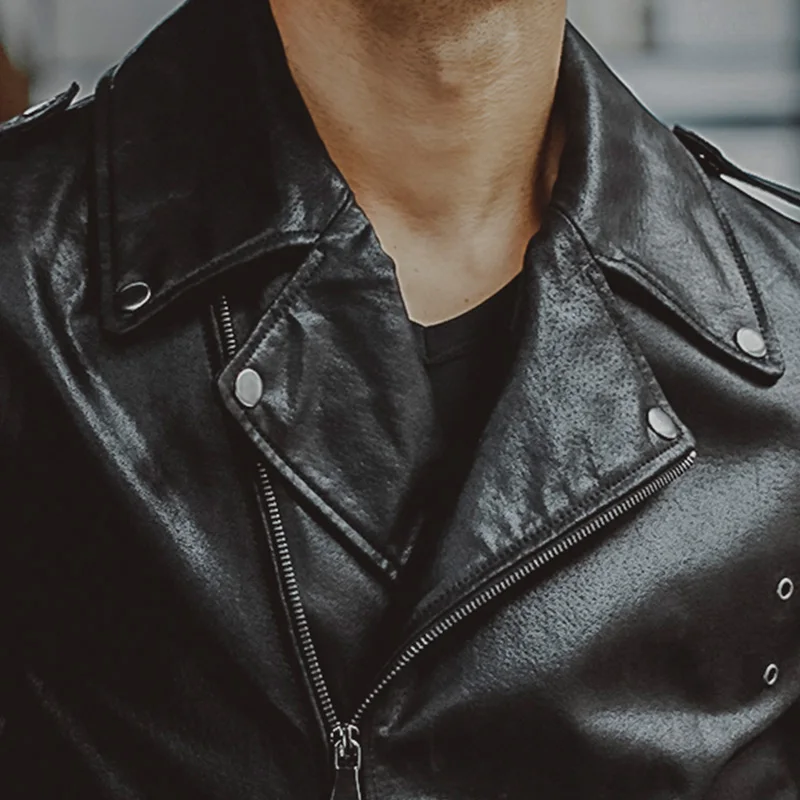 Мужская Черная куртка из натуральной кожи, мотоциклетная куртка из натуральной кожи, зимняя мужская куртка