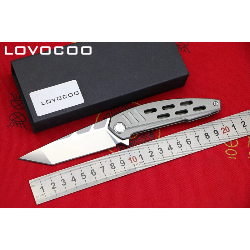 

LOCOVOO TS-54 New arrival Flipper folding knife D2 blade Titanium handle Outdoor camping hunting Survival pocket knives EDC too