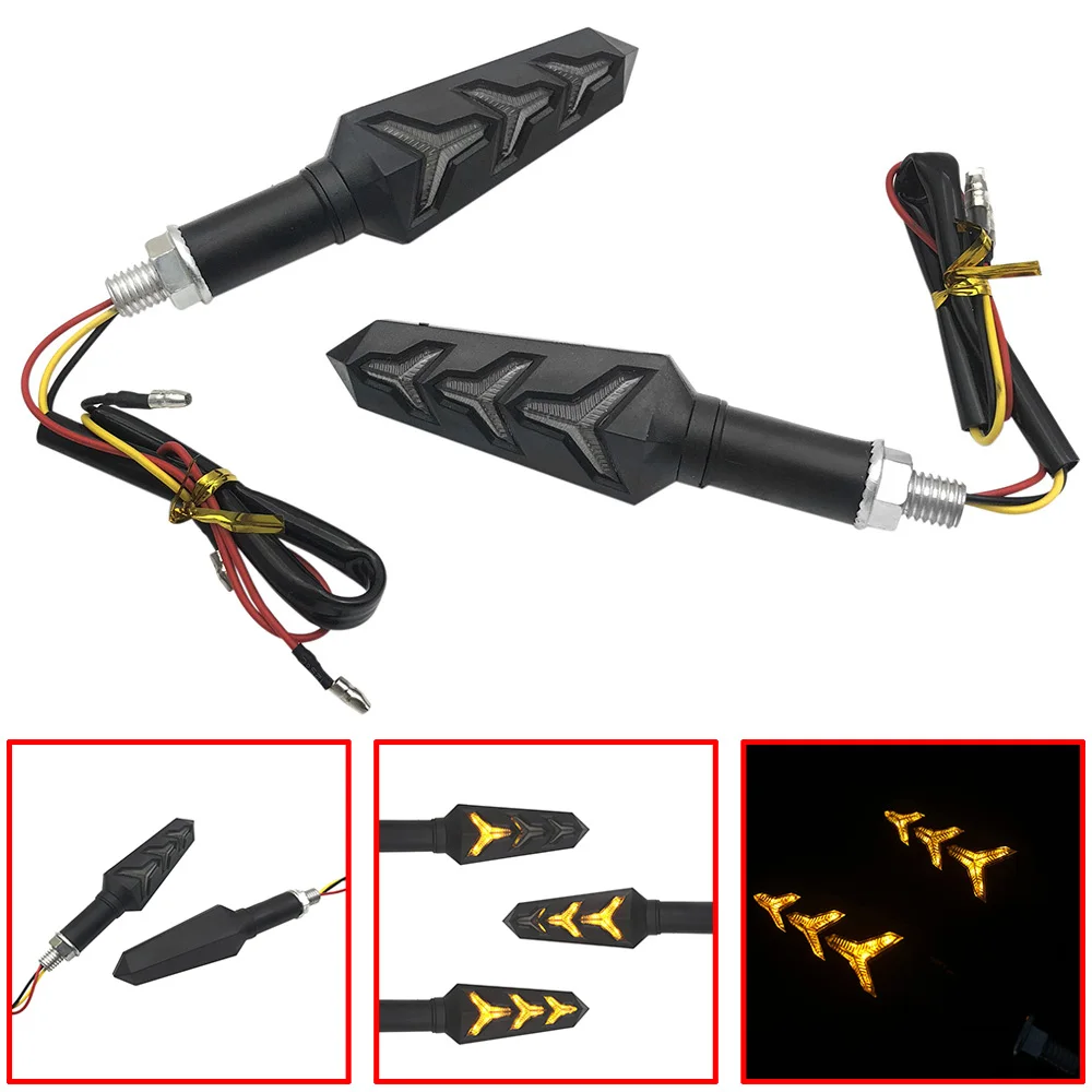 

Mayitr 1Pairs LED Motorcycle Flowing Water Turn Signal Light Indicators Sequential Blinkers Flashers Amber Lamp