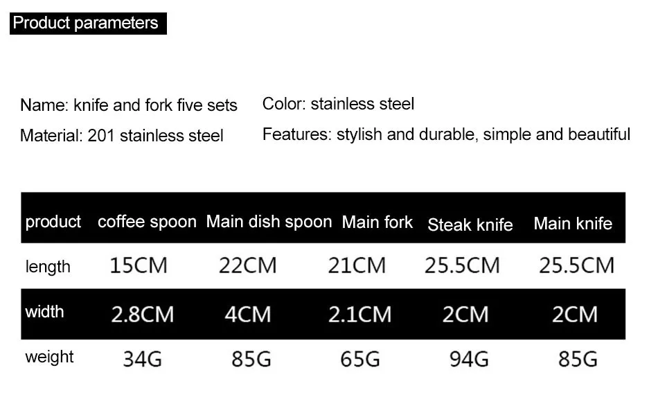 Luxury Black Cutlery Set Stainless Steel Western Food Tableware Sets Fork Steak Knife TeaSpoon Dinner Dinnerware Set 4pcs 5pcs (4)