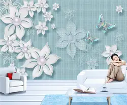 Beibehang пользовательские обои современный минималистичный ручная роспись цветы 3D ТВ фоне стены гостиной Спальня росписи 3d обои