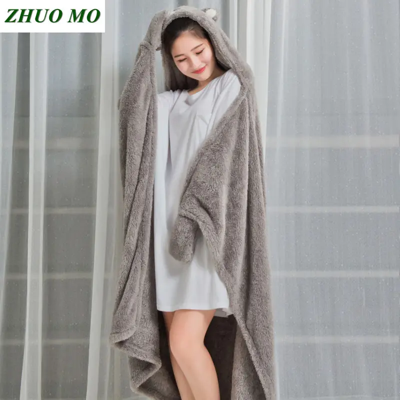 النساء مقنعين البطانيات الدافئة المرجانية المخملية شال كسول متعددة الوظائف مكتب مكيفة الهواء استراحة الغداء بطانية أريكة رمي منقوشة النساء مقنعين البطانيات الدافئة المرجانية المخملية شال كسول متعددة الوظائف مكتب مكيفة الهواء استراحة الغداء بطانية أريكة رمي منقوشة