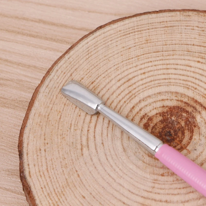 1 pieza de arte de uñas de doble cabeza, de acero inoxidable, empujador de cutícula, cuchara, limpiador de uñas, herramienta de pedicura para manicura, cuidado de belleza pro salón