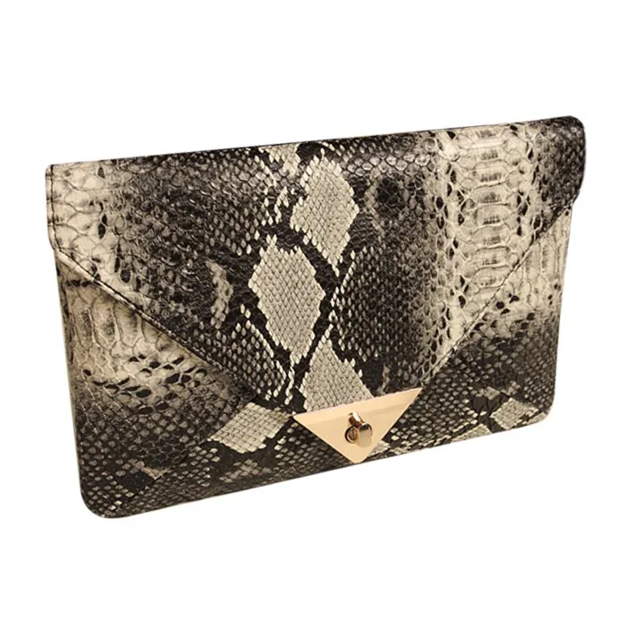 2016 Brand New Women's Synthetic Leather Snake Skin Envelope Bag Sexy Luxury Day Clutches Purse Evening Bags