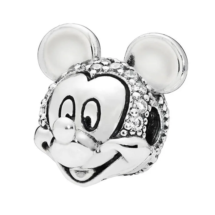 

925 Sterling Silver Mickey Shimmering Portrait Clip Charms Beads Fits Original Pandora Bracelets & Necklace Jewelry Making