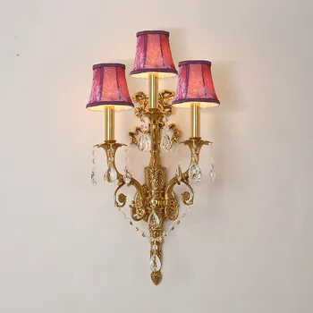 

Free Shipping Copper European-style Brass Lamp Wall Light W36cm H70cm 100% Copper Indoor Lighting Classical Vintage Wall Sconce