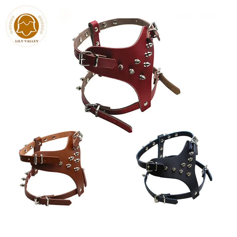PU Leather Dog Harness Vests chest For dog collars and harnesses Spiked