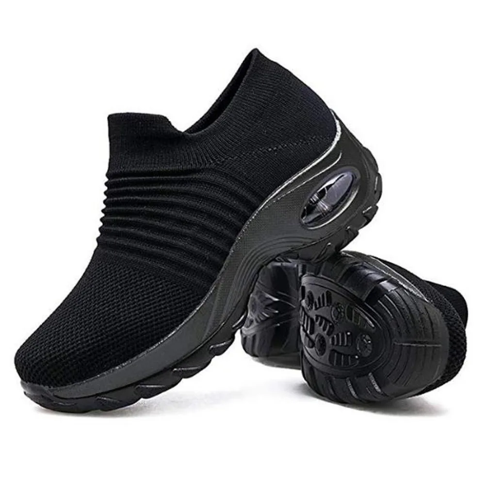 2019 Women's sports shoes flying woven casual shoes comfortable non-slip sports shoes for ladies platform shoes 40J10 (5)