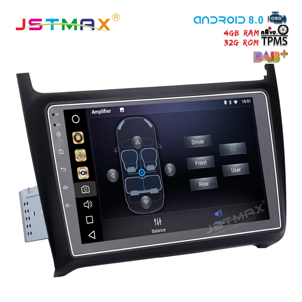 Clearance JSTMAX 10.2" Android 8.0 car dvd radio player for  VW New Polo 2012 2013 - 2016 gps navi Octa Core 4GB 32GB Auto Stereo(NO dvd) 1