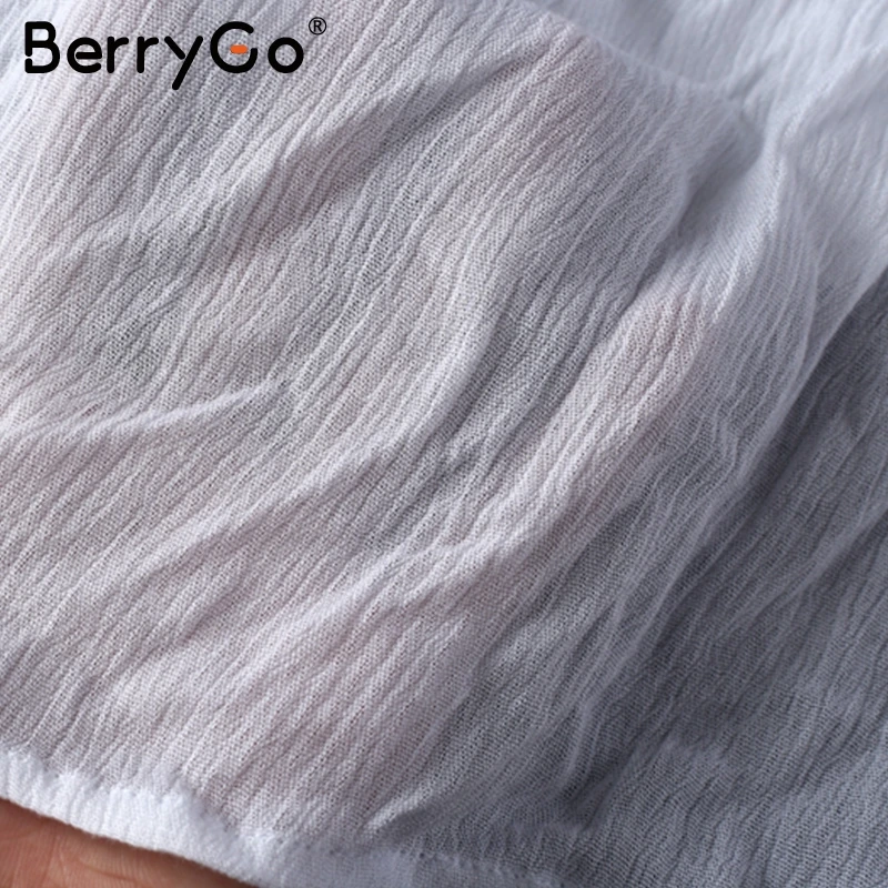 Женская шифоновая блузка с оборками BerryGo укороченный топ v образным вырезом и