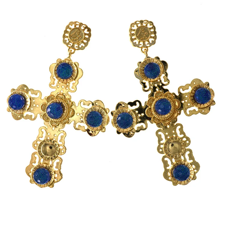 Retro cross long sun flower earrings fashion jewelry