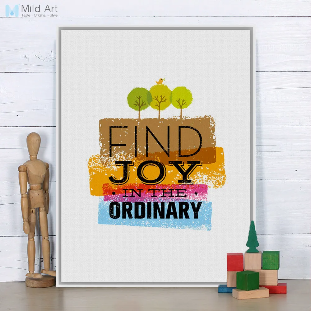 Vintage Retro Motivational Typography Joy Quote Canvas Art Print Poster Nursery Wall Picture Painting Living Room Decor No Frame | Дом и сад
