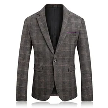 Клетчатый приталенный мужской пиджак высокого качества, деловой Повседневный весенний и осенний стиль, блейзеры, пиджак, мужской костюм