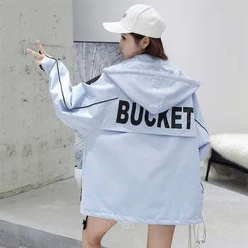 

Short Jacket Women Spring Autumn Hooded Coat 2019 New Fashion Baseball Uniform Jacket Loose Large Size Female Outerwear WIN904