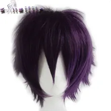 S-noilite Ladies and Gentlemen Short Wig Cosplay Costume Full Head Wigs Heat Resistant Party Red Purple Synthetic Hair