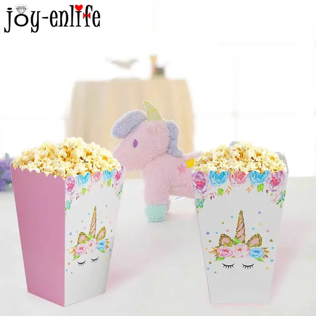 8pcs Unicorn Theme Popcorn Boxes Candy Box 1st Birthday Party