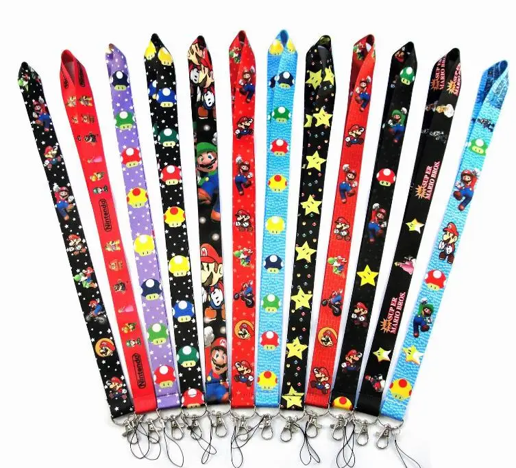 1 Pc Hot sale Cartoon Super Mario Bros Lanyard Keys ID Cell Phone Neck Strap Toys Action Figure Toy for kids Gift