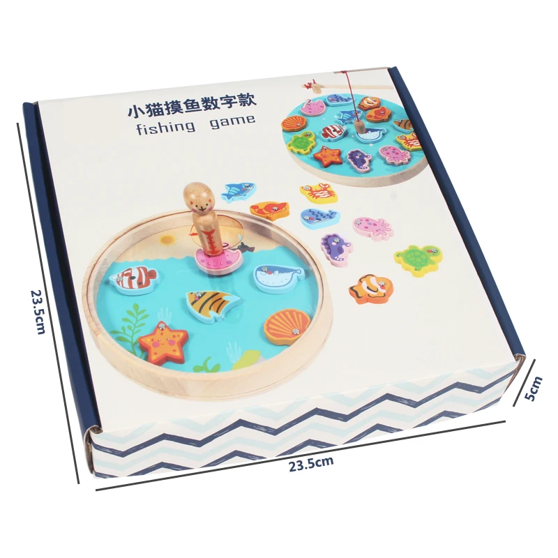 Детская деревянная цифровая Магнитная игра для рыбалки, 3D головоломка, развивающие игрушки для детей, детские игры, игрушка для рыбы, магнитная игрушка для рыбалки