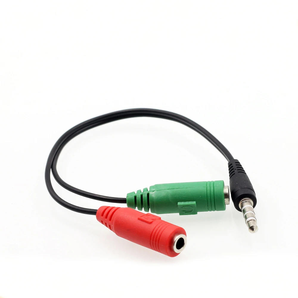 100pcs lot 3 5mm Jack 1 Male to 2 Female Headphone Stereo Earphone Audio Splitter to Micrphone Adapter Cable For Phone 6 5S 4S