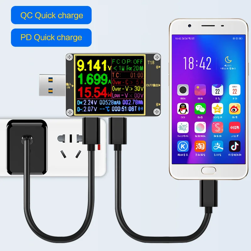 18 в 1 USB тестер T18 цифровой вольтметр Амперметр voltimetro dc измеритель мощности