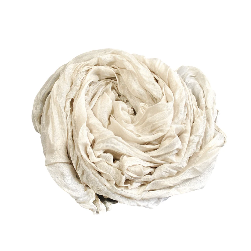 

Fashion Women Voile Autumn Winter Solid Color Long Scarf Lightweight Scarf Sheer Wrap Shawl for Clothes Decoration (Beige)