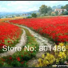 Tuscan пейзаж нож красный цветочные картины настенный домашний декор, произведение искусства на холсте для гостиной Декор для комнат и офисов