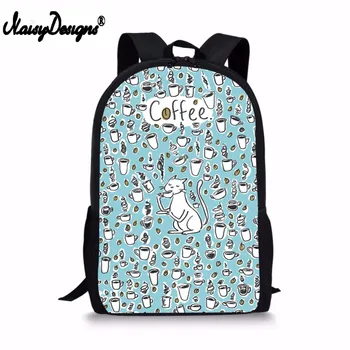 

NOISYDESIGNS 2019 Newest Happy Cat Pattern School Bags for Childrens Fashion Laptop Backpacks Teen Girls Book Bag Sac Mochila