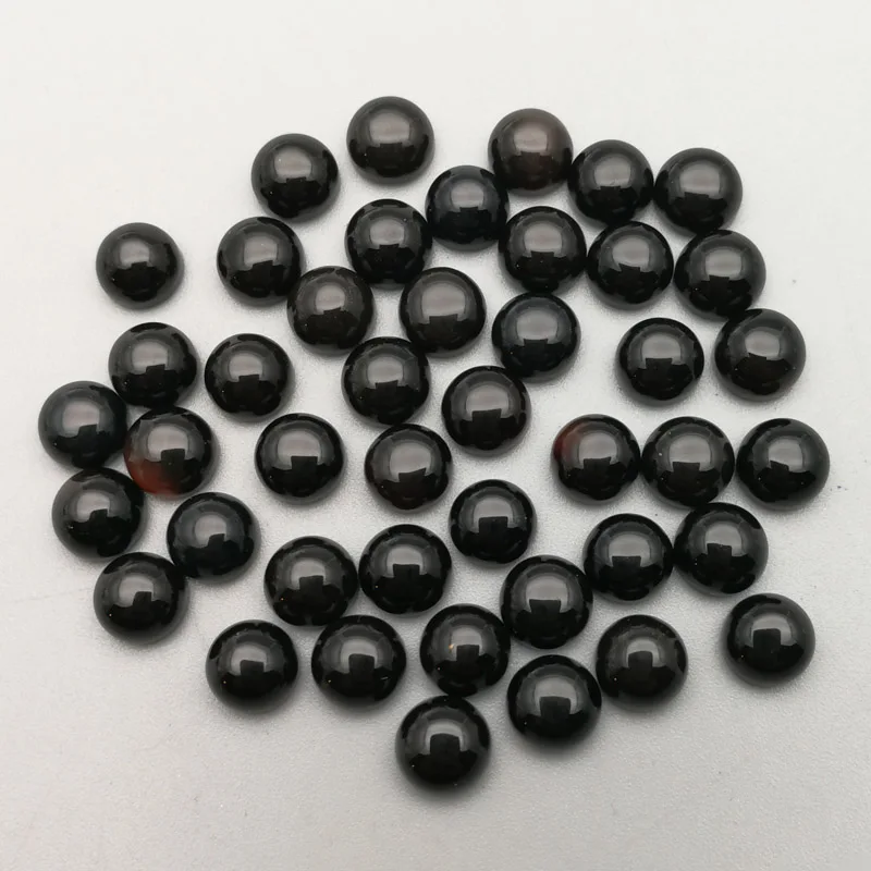 

Wholesale fashion natural black onyx stone beads charms 6mm round CABOCHON for jewelry 50pcs free shipping no hole