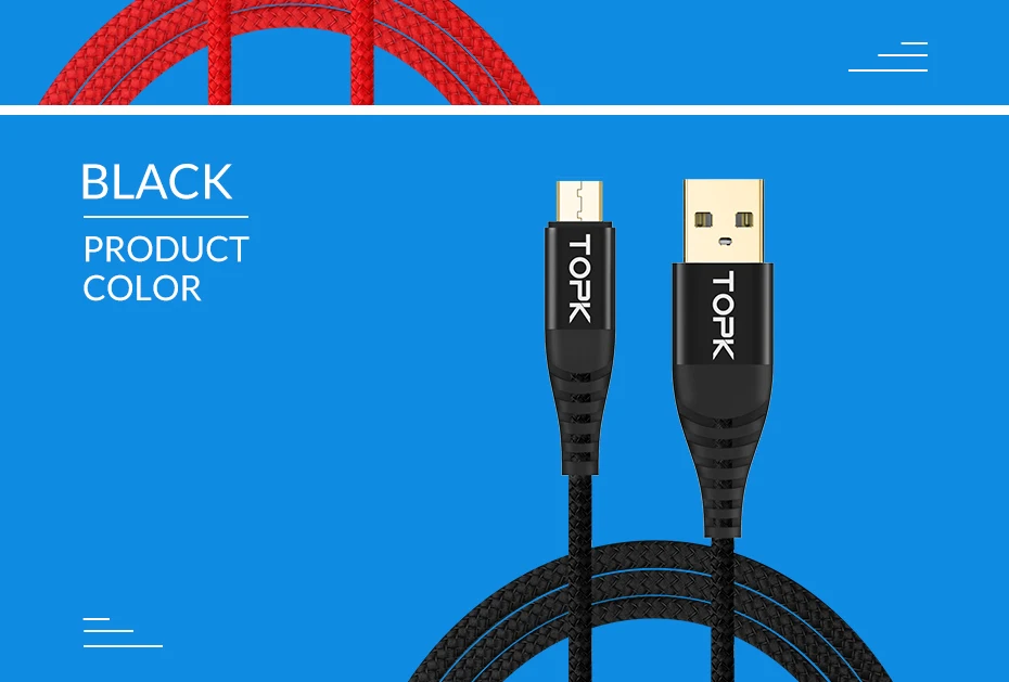 TOPK кабель micro usb нейлон синхронизации данных usb кабель для samsung S7 A5 A7 J7 Примечание 3 для huawei Xiaomi Redmi note зарядный кабель