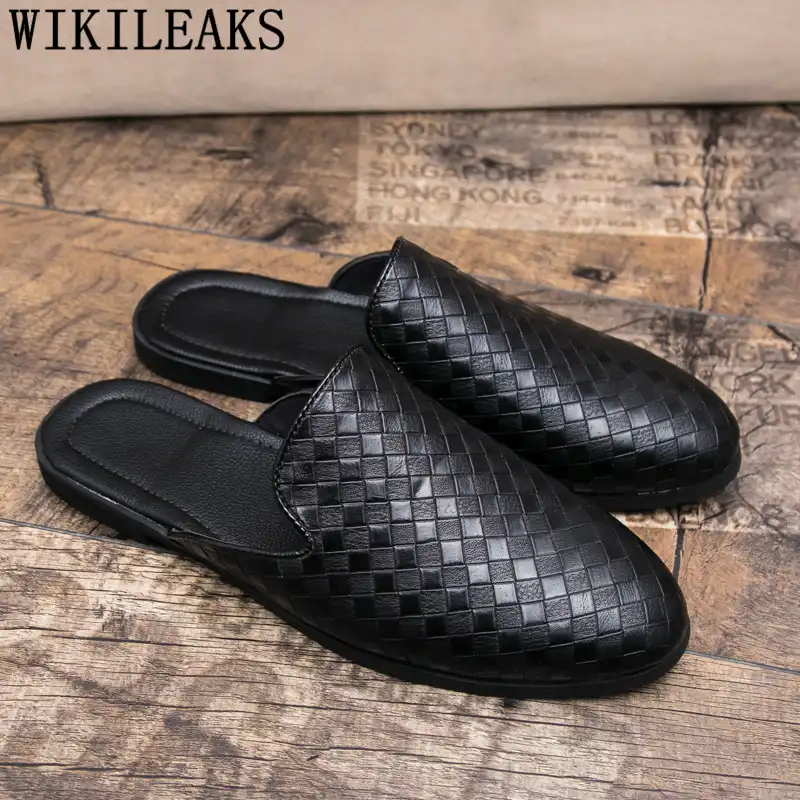 mens woven mules