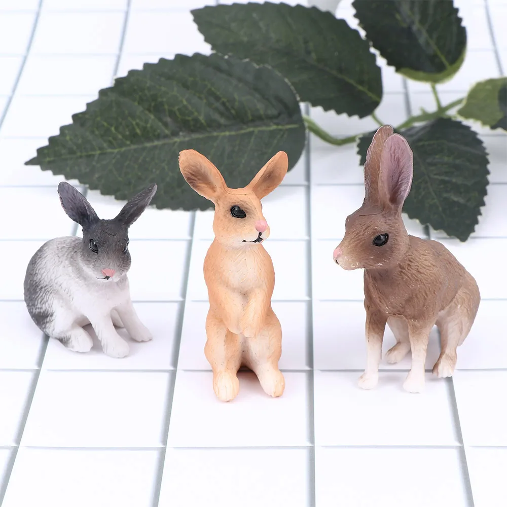 Имитация мини-кролика, модель животного, фигурка зайца, домашний декор, сказочное украшение сада, аксессуары, современная статуя