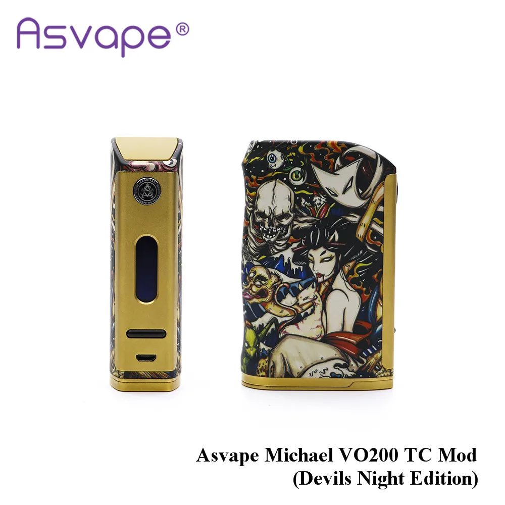 Оригинальный Asvape Майкл VO200w TC Mod (Devils Night Edition) Питание от 18650 для 510 электронный