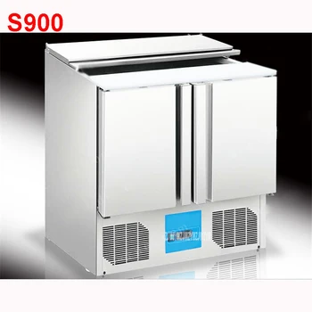 

Shipping by sea 2door4 salad tank refrigerator display cool-keeping stainless steel Kitchen fruit storage cabinet workbench S900