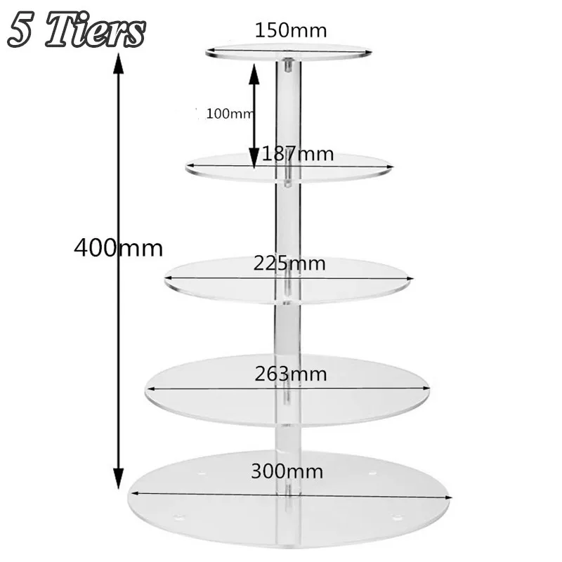 3/4/5/6 прозрачные ряды акриловая круглая подставка для торта прозрачный держатель для кексов чудодейственное, с ПВА украшения стенд вечерние украшения