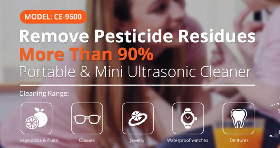 Portable Sonic Soak Ultrasonic Cleaner Mini Ultrasonic Cleaner With Transducer For Fruits Vegetables And Jewelry Watches Glasses

