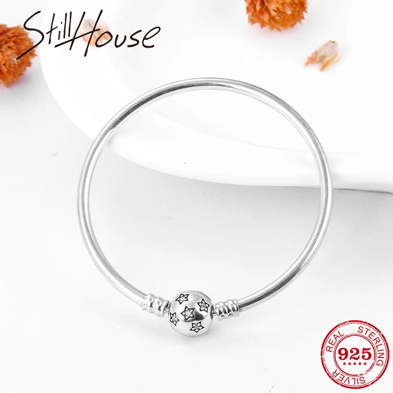 Рождественский Лидер продаж 925 пробы Серебряная цепочка Браслеты браслет Очаровательная CZ Звезда Женщины браслет Роскошные ювелирные изделия