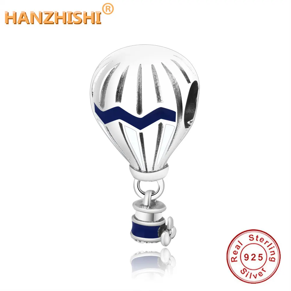 

2019 Summer NEW 100% 925 Sterling Silver Blue Hot Air Balloon Charm Bead Fit Original Pandora Charms Bracelet European DIY Gift