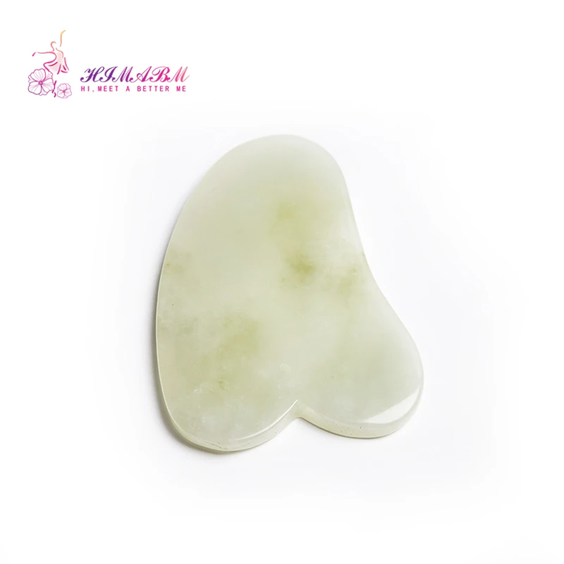Natural light green jade guasha board massage tool facial treatment scraping tool for body health care Natural light green jade guasha board massage tool facial treatment scraping tool for body health care