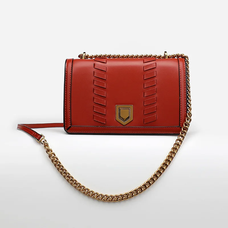 

New 2019 Chain Retro Small Square Bag Blue Woven Shield Shoulder Bag