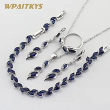 Green Blue Cubic Zirconia 925 Silver Jewelry Sets For Women Necklace Pendant Earrings Ring Bracelet Free Gift Box WPAITKYS wpaitkys red 7