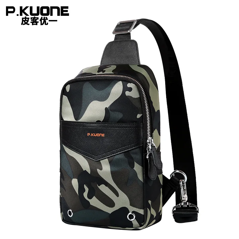 

P.KUONE 2018 Single Strap Small Messenger Bag Canvas Camouflage Chest Pack Brand Design Handbag Men Shoulder Crossbody Bag Male