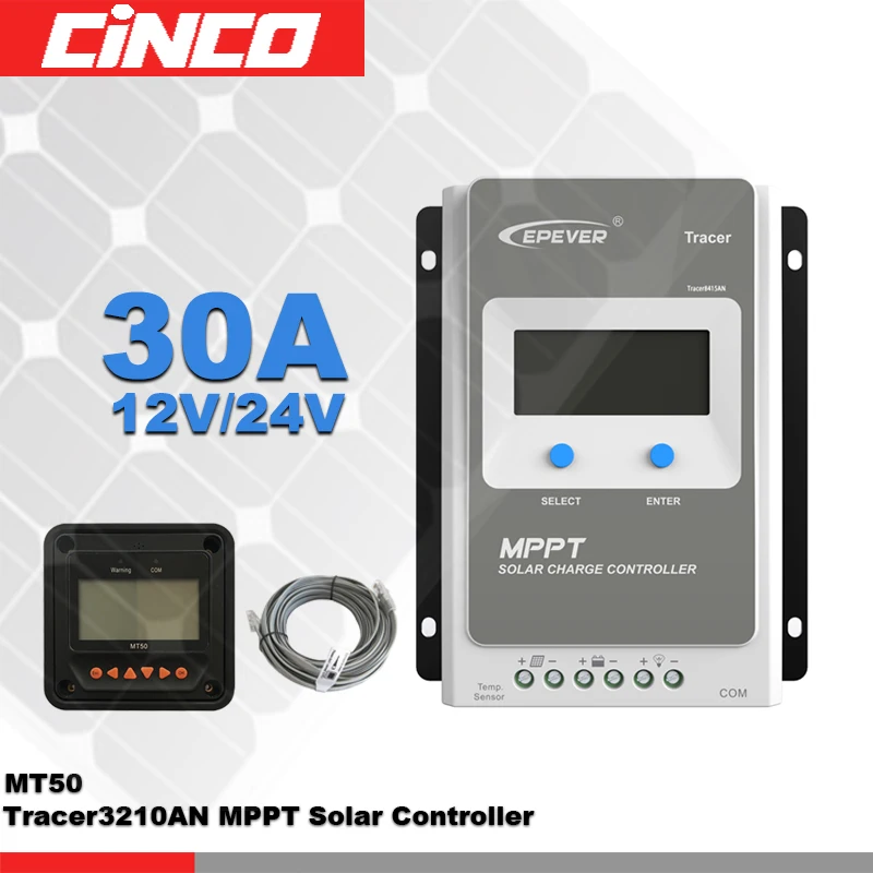 

Tracer3210AN 30A 12V/24V Solar Charge Controller+MT50 remote meter,timer lighting control for lighting for home use