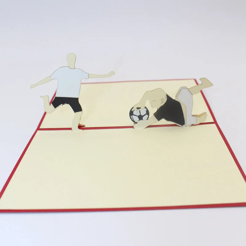  1pc 10*15cm 3D Laser Cut Playing Soccer Kids Paper Invitation Greeting Cards with Envelope Children - 32804256627